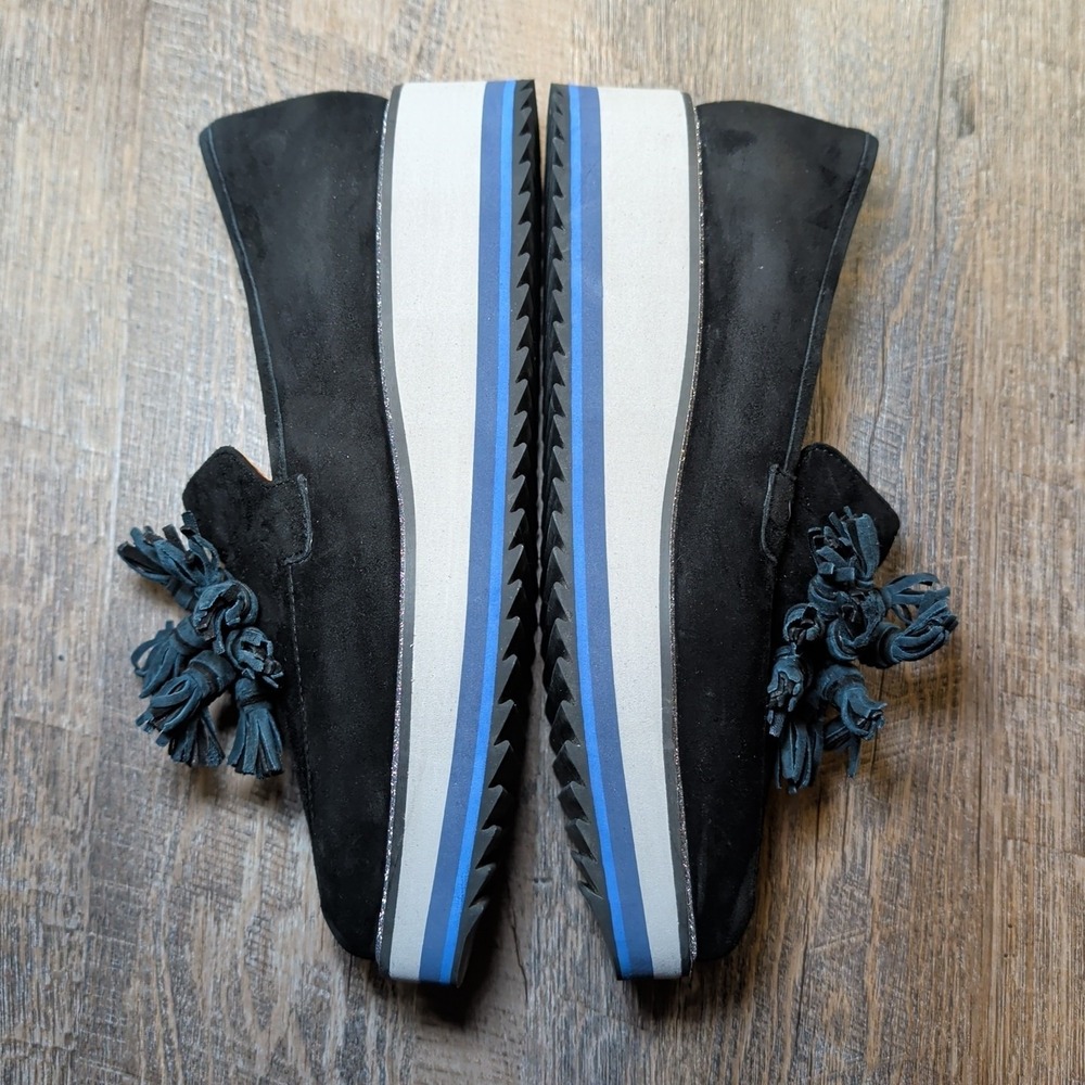 Johnston & Murphy Gracelyn Platform Tassel Loafers Black Suede Glitter Size 7.5 - Picture 10 of 13